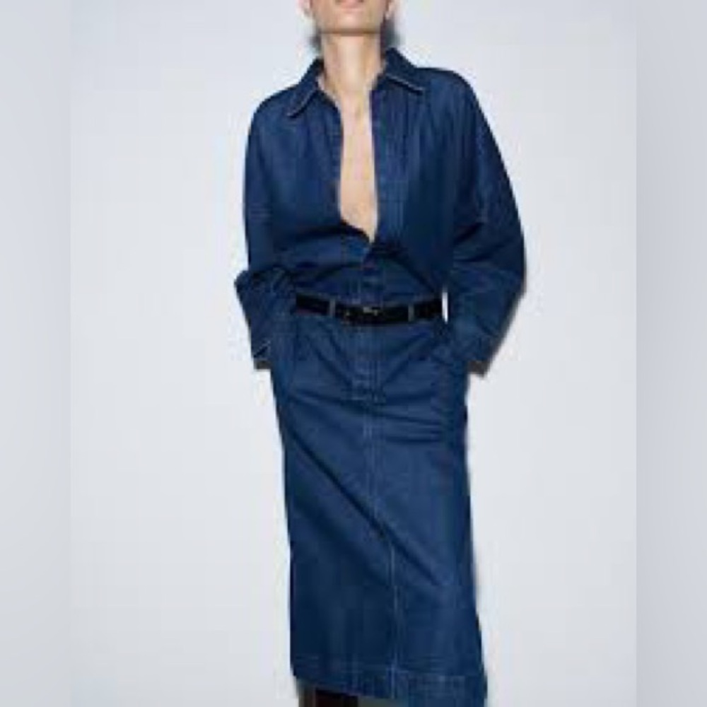 ZARA-NWT Denim midi dress
